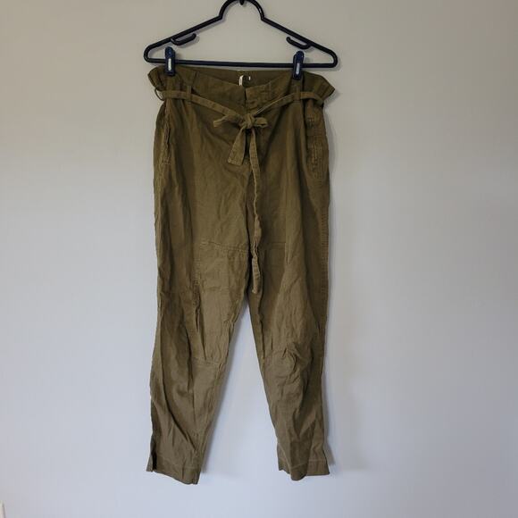 Zara Woman Relaxed Fit Tie Front Pants Green S - Picture 1 of 11